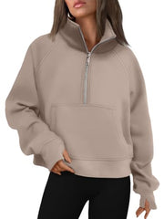 AUTOMET Womens Sweatshirts Half Zip Fleece Pullover Fall Outfits | Fall Fashion Clothes 2026,Cropped Sweatshirt,Cute Y2k Tops,Quarter Zipper Clothes,Winter Loungwear Outfits