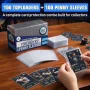 Invested Alliance 200-Pack Toploaders & Card Sleeves – 100 Crystal-Clear 35PT Top Loaders + 100 Penny Sleeves, 3x4 Hard Plastic Protectors for Trading, Baseball, Football & Sports Cards
