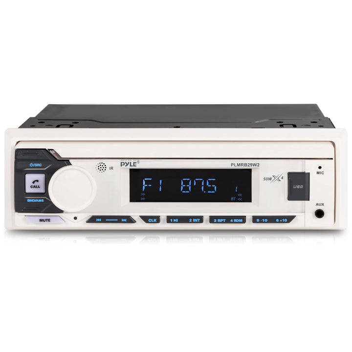 Pyle Marine Radio Single DIN Receiver – Bluetooth Wireless Streaming, AM/FM Tuner, USB/AUX MP3 Playback, Hands-Free Calling, Remote Control, RGB Buttons, Splash-Resistant Stereo Upgrade