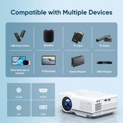 NISOO Mini Projector with WiFi and Bluetooth, 1080P Outdoor Movie Projector | 2-way Bluetooth Speaker, WiFi6, 1080P home theater, Compatible with Phone/PC/TV Stick/Roku/PS/DVD/HDMI/USB, Timer shutdown