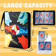 Jravkfi Card Binder 4 Pocket‑Holds Up to 400 Cards | 3‑Ring Zipper Album with 50 Removable Sleeves, Ideal for Card Collectors, Black