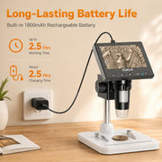 Elikliv Microscope, Digital Coin Microscope 1000x with Lights, EDM4, 4.3'' | 8 Adjustable LED Lighting, 720P LCD Microscope, Built-in Rechargeable Battery, Take Photos/Videos, Windows/MacBook Compatible