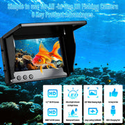Underwater Fishing Camera 1080P HD 4.3" IPS Screen 50ft Cable | 6000mAh Battery, USB-C Charging, IR Night Vision, 220° Wide Angle, 66lb Cable, CE/FCC/RoHS, for Lake Boat Kayak Ice Fishing