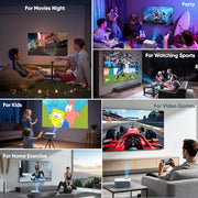 NISOO Mini Projector with WiFi and Bluetooth, 1080P Outdoor Movie Projector | 2-way Bluetooth Speaker, WiFi6, 1080P home theater, Compatible with Phone/PC/TV Stick/Roku/PS/DVD/HDMI/USB, Timer shutdown