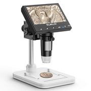 Elikliv Microscope, Digital Coin Microscope 1000x with Lights, EDM4, 4.3'' | 8 Adjustable LED Lighting, 720P LCD Microscope, Built-in Rechargeable Battery, Take Photos/Videos, Windows/MacBook Compatible