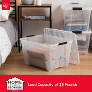 IRIS USA 6-Pack 54 Quart Storage Bins with Lids, Clear | Transparent design makes contents easy to find. Perfect for moving, blankets, clothing, and garage storage. Nestable design