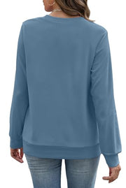 RUMIA Crewneck Fall Sweatshirt for Women Plain Long Sleeve Top with Pocket | Ladies Crew Neck Casual Sweaters Outfits