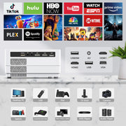 Native 1080P Projector with WiFi 6 and Two-Way Bluetooth, Full HD Video Projector for Outdoor Movies, 300" Display Projector 4k Home Theater, Compatible with iOS/Android/PC/XBox/PS4/TV Stick/HDMI/USB