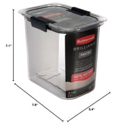 Rubbermaid Brilliance 12-Cup Airtight Food Storage Container, Perfect for Pantry Staples, Clear/Grey