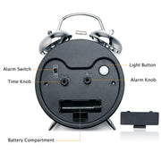 Peakeep Loud Alarm Clock for Heavy Sleepers Adults, Metal 4 Inches | Twin Bell Battery Operated Analog Alarm Clocks for Bedrooms Kids' Room Decoration (Jewel Blue)