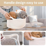 Happyiren Medium Woven Cotton Rope Basket, Empty DIY Gift Basket for Burr | Great for Baby Shower, Birthday & Decor, Cute Decorative Storage Organizer, 13" x 8" x 6"