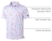 Obla Men's Golf Polo Shirts Print Short Sleeve Dry Fit Collared Shirt | Moisture Wicking, Performance, Lightweight, Casual, Polo Shirts for Men