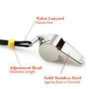 Hipat Whistle, 2 Pack Stainless Steel Sports Whistles with Lanyard, Loud Crisp Sound Whistles Great for Coaches, Referees, and Officials