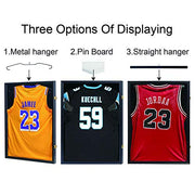 IHEIPYE Jersey Display Frame Case, Large Sport Jersey Shadow Box, Black | Lockable, UV Protection, Hanger, Baseball Basketball Football Soccer Hockey Shirt and Uniform