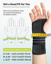Rakiie Carpal Tunnel Wrist Brace Ergonomic Night Splint, Gray | Breathable Fabric, 3 Metal Stabilizer, Ideal For Work, Arthritis, Tendonitis Relief, Fits Men Women, Right Hand Medium