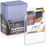BCW 168 Pt Thick Card Topload Holders for Relic and Patch Cards, 10 Count | Rigid clear PVC holders fit relic, patch, jersey, and memorabilia cards up to 168 pt for storage, display, and transport.