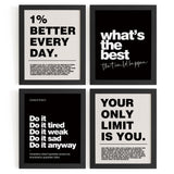 DSHFG Motivational Inspirational Office Wall Art Decor Prints Set of 4 | Black Office Motivational Wall Decor Trendy Retro Positive Affirmations Quotes Wall Decor Gym Posters, 8x10 Unframed