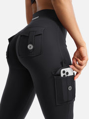 YEOREO CoreFlex Women Workout Flare Leggings | Hidden Scrunch, High Waisted, Cargo Pockets, Gym, Yoga, No Front Seam, Buttery Soft, 28"/30"/32"/34"