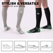 musesox Compression Socks for Women and Men,15-20 mmHg Support(3 Pairs) | Knee High,Graduated Compression,L/R Foot Labels,Breathable Fabric,Best for Flying/Nurses/Travel/Cycling/Pregnancy/Daily Wear