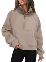 AUTOMET Womens Sweatshirts Half Zip Fleece Pullover Fall Outfits | Fall Fashion Clothes 2026,Cropped Sweatshirt,Cute Y2k Tops,Quarter Zipper Clothes,Winter Loungwear Outfits