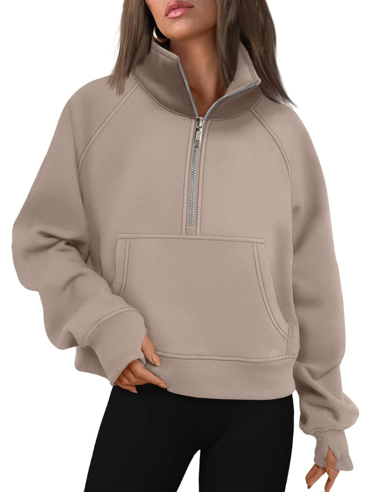 AUTOMET Womens Sweatshirts Half Zip Fleece Pullover Fall Outfits | Fall Fashion Clothes 2026,Cropped Sweatshirt,Cute Y2k Tops,Quarter Zipper Clothes,Winter Loungwear Outfits