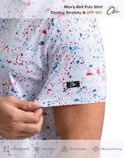 Obla Men's Golf Polo Shirts Print Short Sleeve Dry Fit Collared Shirt | Moisture Wicking, Performance, Lightweight, Casual, Polo Shirts for Men