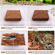 Riare 10LB Coconut Husk Chip for Reptiles, 72 Quart Coconut Fiber Substrate | Coco Chips Substrate Coconut Husk Bedding for Snakes, Tortoises, Ball Python, Bearded Dragon, Geckos, Lizards, Frogs