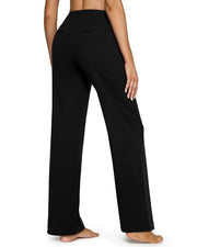G4Free Yoga Pants for Women Wide Leg Pants with Pockets High Waisted | Moisture Wicking, Soft Comfortable Feel, 4-Way Stretch, Faux Fly, Faux Back Pockets, Yoga, Work & Casual Wear