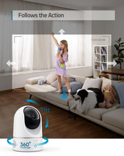 eufy Security Indoor Cam E220, Dog/Pet Camera, Pan and Tilt | 2K Wi-Fi Plug-in, AI Tracking and Alerts, Night Vision, HomeBase 3/Mini/Prof S1 Compatible, Voice Assistant Support