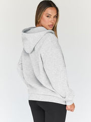 Trendy Queen Womens Oversized Zip Up Hoodies Y2K Fall Sweatshirts 2026 | Cute Fashion Lightweight Jacket with Pockets, Casual Fall Outfits, Cozy Winter Coats, Everyday Layering and Travel Clothes