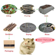 Bojafa 250g Apple Sticks Small Animals Molar Wood Treats Toys for Rabbits Chinchillas Guinea Pig Hamster Gerbil Parrot Bunny and Small Animals Chew Stick Toys Treats