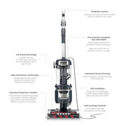 Shark Rotator Lift-Away Vacuum, DuoClean PowerFins, Dark Grey, LA555 | Self-Cleaning Brushroll, Odor Neutralizer, Lift-Away ADV, HEPA Filter, LED Headlights, Swivel Steering, Pet Tools Included