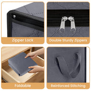 Fab totes 6 Pack Storage Bags for Clothes Blanket Storage Bins with Lids | Foldable Closet Organizers with Zippers,Window and Handles,Fabric Storage Bins for Sweater,Comforter,Bedding,Dorm essentials