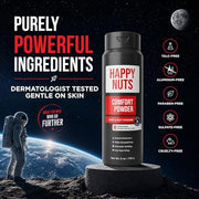 HAPPY NUTS Comfort Powder Deodorant For Men: Anti-Chafing, Sweat and Odor Control for Jock Itch, Aluminum-Free, 6 oz (1 Pack), Original Scent