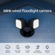 Blink Wired Floodlight Camera - Smart security camera, 2600 lumens, HD live view, enhanced motion detection, built-in siren, Works with Alexa – 1 camera (Black)