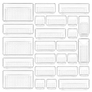 Vtopmart 25 PCS Clear Plastic Drawer Organizers Set, 4-Size Versatile Bathroom and Vanity Drawer Organizer Trays, Storage Bins for Makeup, Bedroom, Kitchen Gadgets Utensils and Office