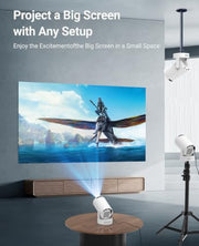 Mini Portable Projector with Wifi 6 and Bluetooth,Base Speaker(M) | 4K Support Projector with 5w Sound Base Speaker,Auto Vertical Keystone 210°Rotatable Proyector