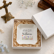 Personalized Name Christian Jewelry Dish – Custom Scripture Ring Tray, Faith Gift for Her