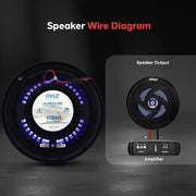 Pyle Marine Speakers -5.25 Inch 2 Way Waterproof and Weather Resistant Outdoor Audio Stereo Sound System with LED Lights,180 Watt Power and Low Profile Slim Style -1 Pair -PLMRS53BL (Black)