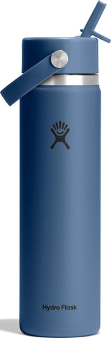 Hydro Flask Water Bottle - Insulated Stainless Steel - Wide Straw Lid, Non Spill, Leakproof in 24 Oz Harbor Blue