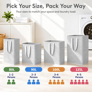 Lifewit 80L Large Laundry Baskets, Laundry Hampers Bags, 2 Pack, Grey | Freestanding, Waterproof, Collapsible Clothes Hamper with Reinforced Handles for Dorm, Laundry Room, Bedroom, Bathroom