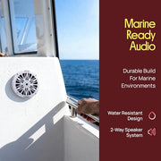 Pyle 6.5 Inch Dual Marine Speakers - 2 Way Water Resistant Outdoor Audio Stereo Sound System with 200 Watt Peak Power, Poly Carbon Cone and Butyl Rubber Surround - 1 Pair (White)