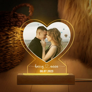 Custom Photo Anniversary Gift For Boyfriend And Girlfriend - Personalized 3D Led Light Wooden Base - Valentine's Day Gift