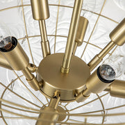 Brass Cluster Ribbed Glass Globe Bubble Chandelier