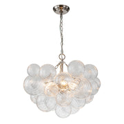 Brass Cluster Ribbed Glass Globe Bubble Chandelier