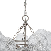 Brass Cluster Ribbed Glass Globe Bubble Chandelier