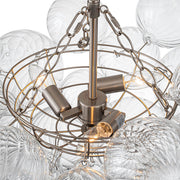 Brass Cluster Ribbed Glass Globe Bubble Chandelier