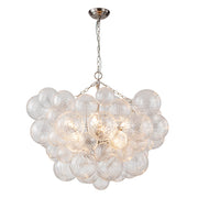 Brass Cluster Ribbed Glass Globe Bubble Chandelier