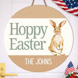 Personalized Hoppy Easter Bunny Wood Sign