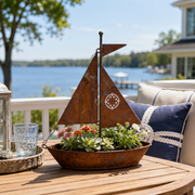 Rustic Sailboat Metal Planter